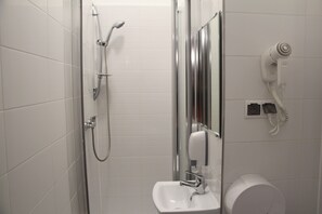 Shower, hair dryer, toilet paper
