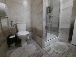 Shower, hair dryer, toilet paper