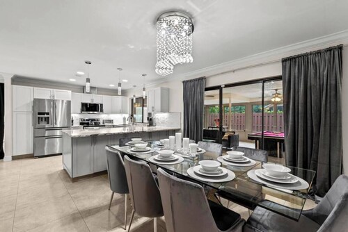 Modern, remodeled, pool table in Wellington!