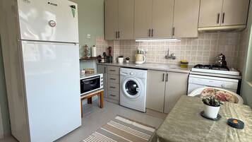 Køleskab, kogeplade, opvaskemaskine, kaffe-/temaskine