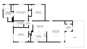 A floor plan of a house with a total internal area of 1,099 sq ft.