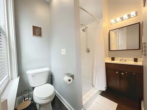 Shower, hair dryer - Pet-friendly studio by OTR w/ workspace (Cincinnati)