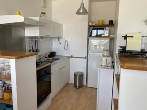 Fridge, microwave, oven, toaster