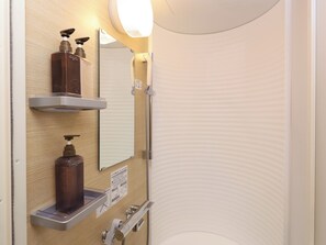 Shower, free toiletries, hair dryer, slippers