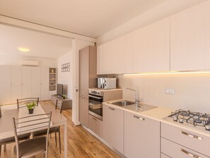 Fridge, microwave, oven, dishwasher