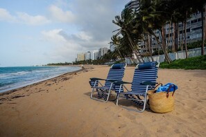 Sun-loungers, beach towels