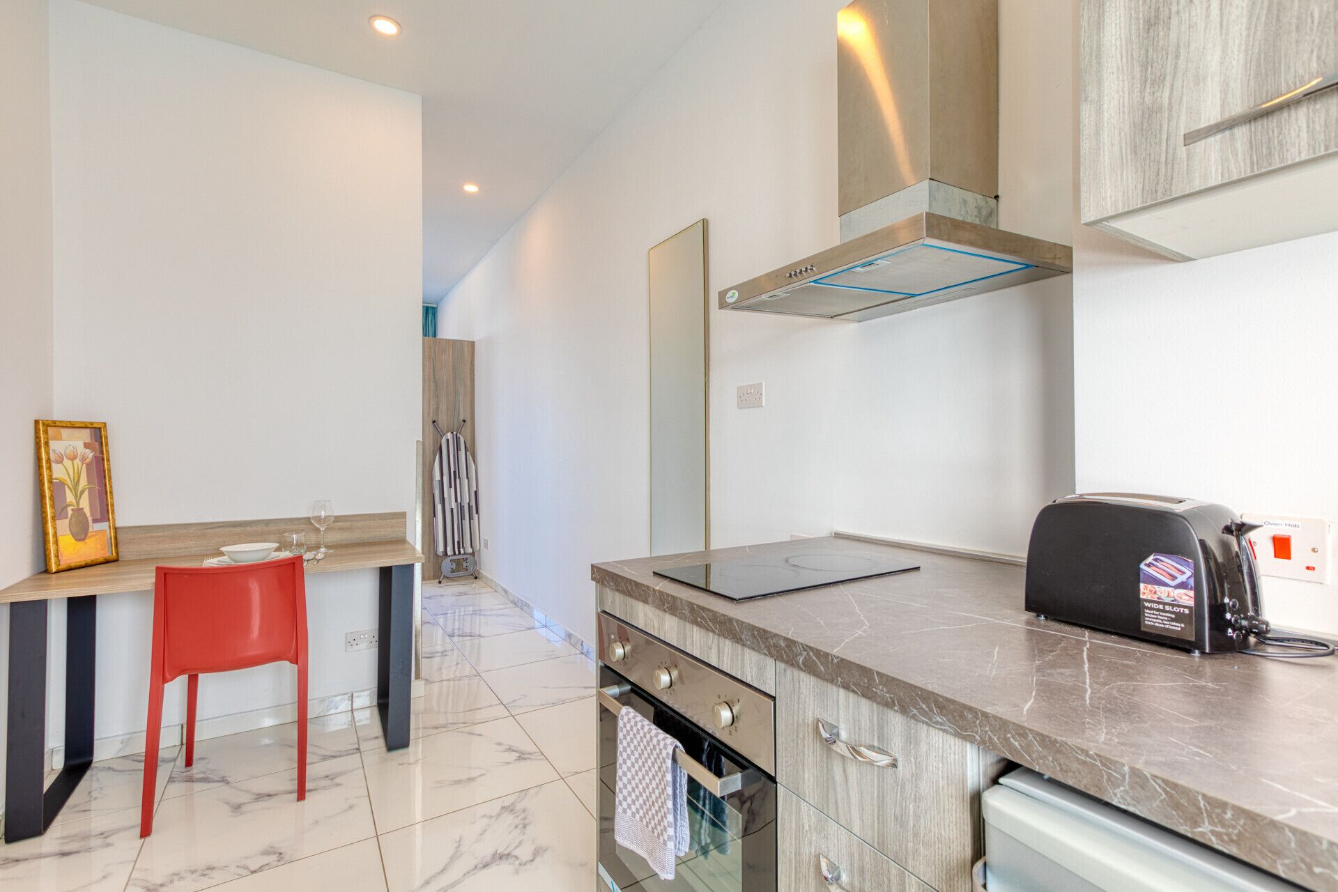 Fridge, stovetop, toaster