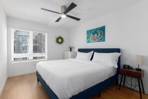 2 bedrooms, desk, iron/ironing board, travel cot