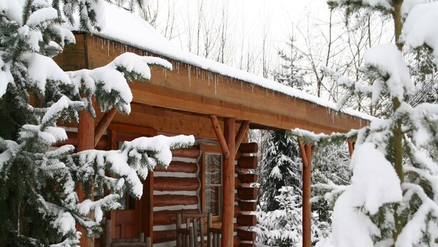 A log cabin with a wooden porch and a fireplace. - Holiday Home with Garden in Den Ham (Den ham)