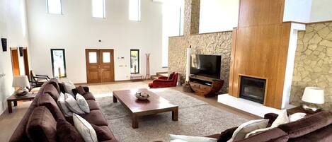 TV, fireplace