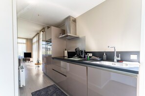 Kühlschrank, Mikrowelle, Herdplatte, Geschirrspüler