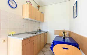 Fridge, stovetop, coffee/tea maker