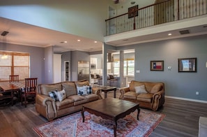 TV, fireplace, table football, offices - Lakefront 6BR Retreat w/ Game Room (Burnet)