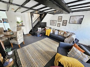 TV connectée, cheminée, lecteur de DVD