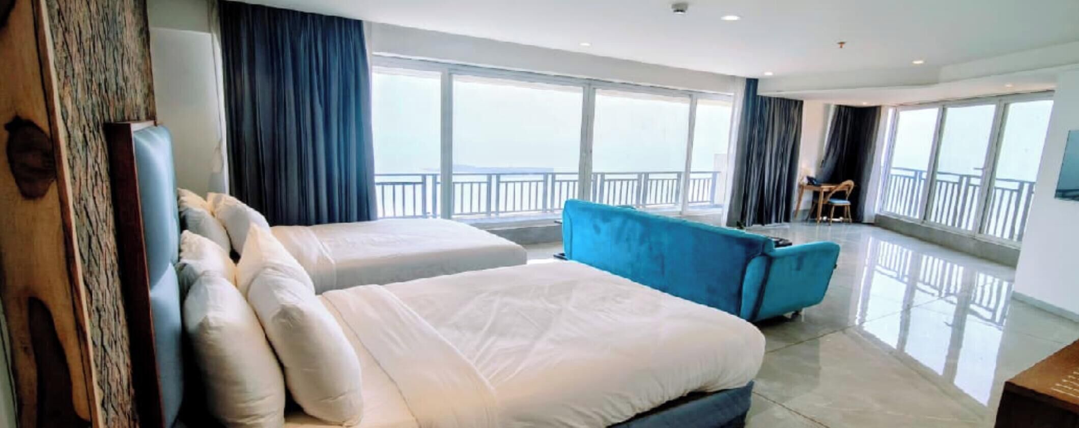  Sea View Family balcony Suite | Luxe beddengoed, donzen dekbedden, pillowtop-bedden