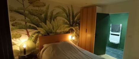1 slaapkamer, een strijkplank/strijkijzer, wifi, beddengoed