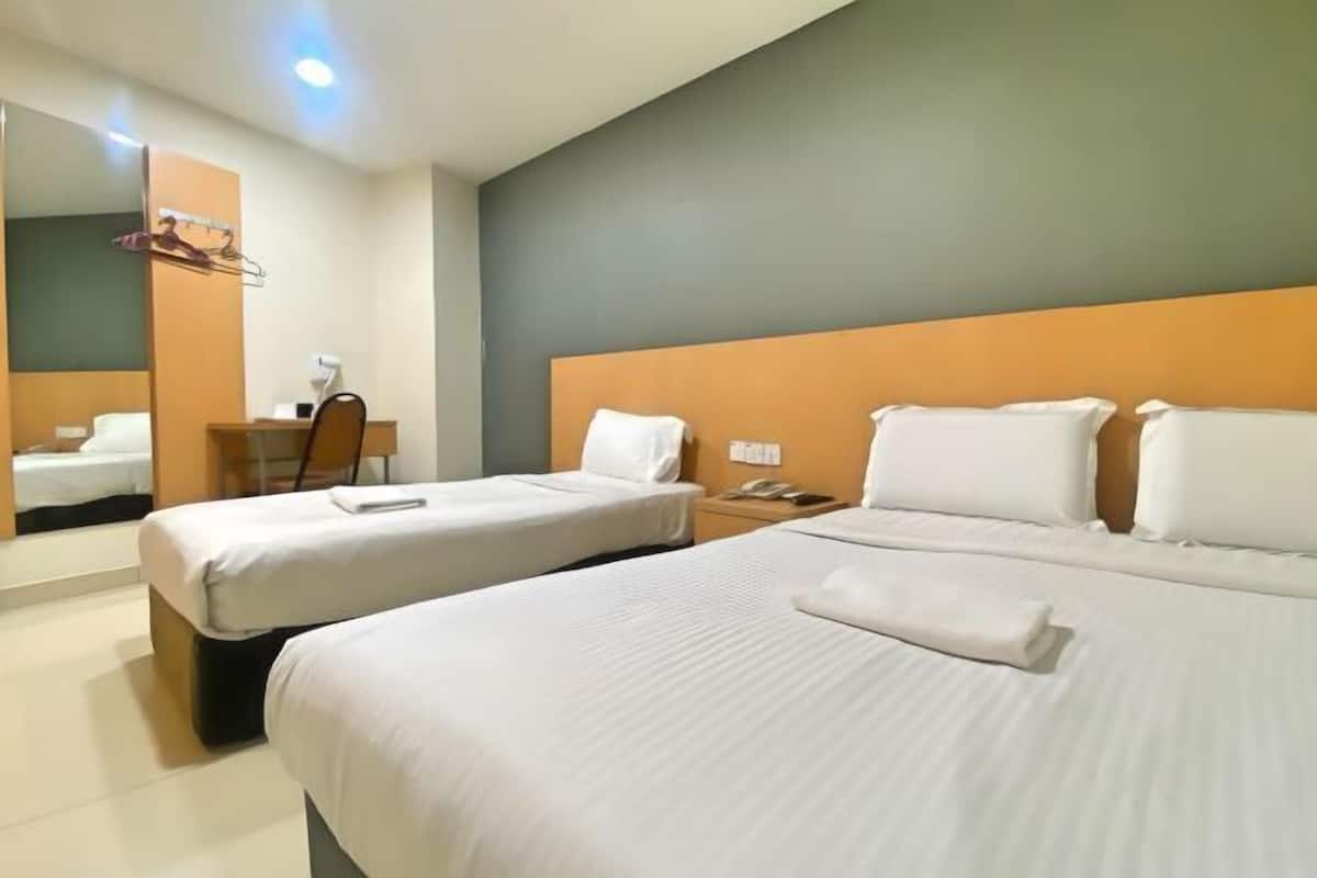 Desk, blackout curtains, free WiFi, bed sheets