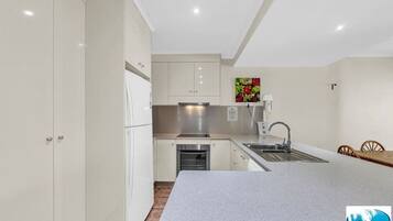 Fridge, microwave, oven, dishwasher