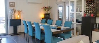 Modern room with sea view in Villa private pool fitness room in Oroklini