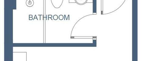 Ein Grundriss eines Hotelzimmers mit Balkon, beschriftet als 'King Room w/Balcony', mit einer Größe von 23 m².