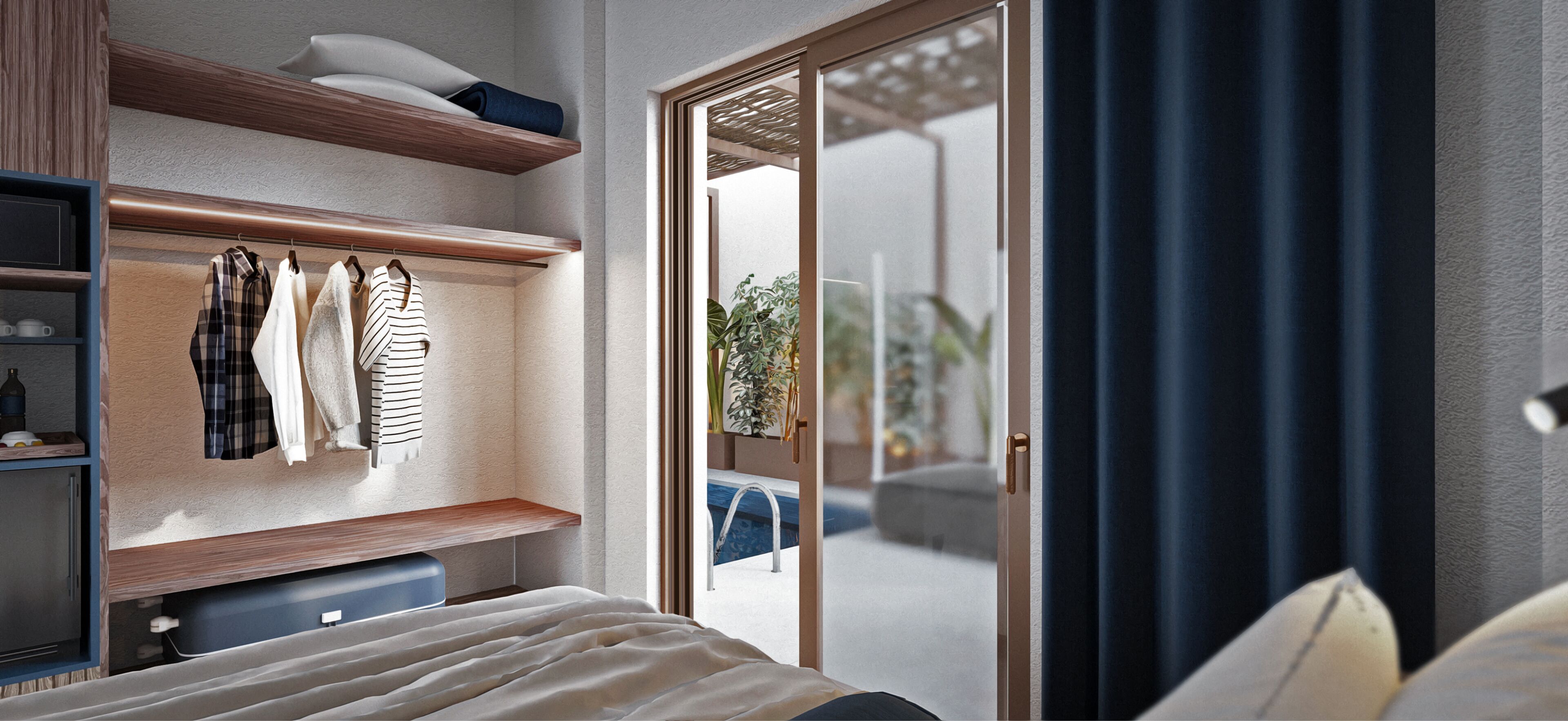 Pengeskab på værelset, arbejdsområde til bærbare computere