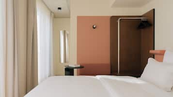 Premium bedding, pillowtop beds, desk, laptop workspace