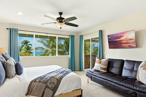 4 makuuhuonetta, työpöytä, silitysrauta/-lauta, vauvan matkasänky