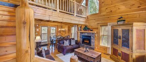 Televisión, chimenea y futbolito