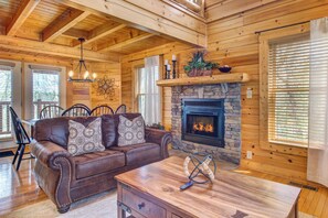 TV, fireplace, table football