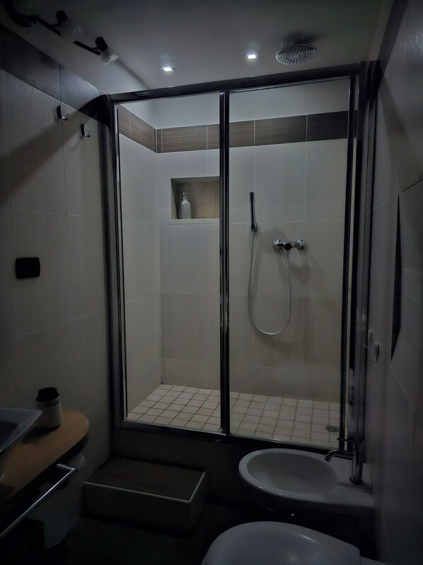 Shower, hair dryer, bidet, soap
