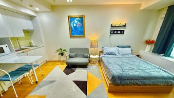 1 habitación, tabla de planchar con plancha y wifi