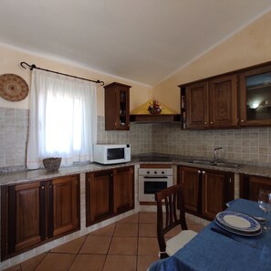 Apartment, Balcony, Sea View | Private kitchen | Fridge, microwave, oven, espresso maker