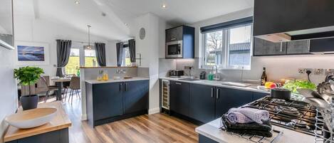 Microwave, oven, dishwasher, high chair