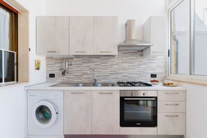 Fridge, oven, stovetop, cookware/dishes/utensils