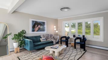 TV, peis, bøker og stereoanlegg