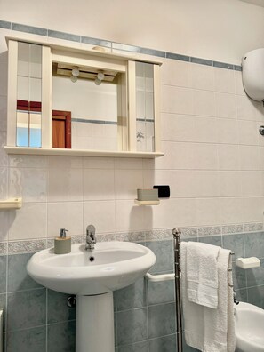 Sèche-cheveux, bidet, serviettes fournies, savon