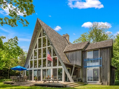 On The Rocks.  Lake Michigan Beachfront Home.