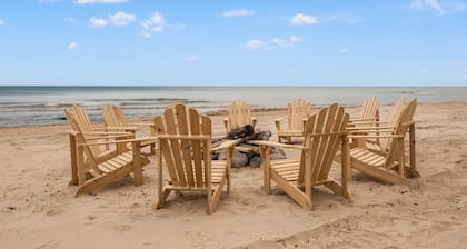 On The Rocks. Lake Michigan Beachfront Home.