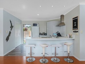 Fridge, microwave, dishwasher, coffee/tea maker