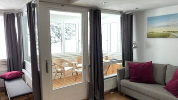 Classic Condo, 2 Bedrooms, Kitchen, Mountain View | Living area | 55-inch flat-screen TV with digital channels, TV, heated floors