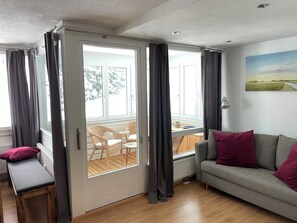 Classic Condo, 2 Bedrooms, Kitchen, Mountain View | Living area | 55-inch flat-screen TV with digital channels, TV, heated floors
