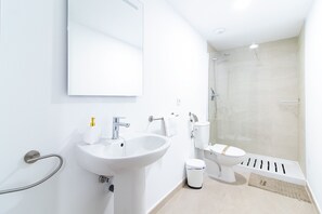 Douche, sèche-cheveux, serviettes fournies