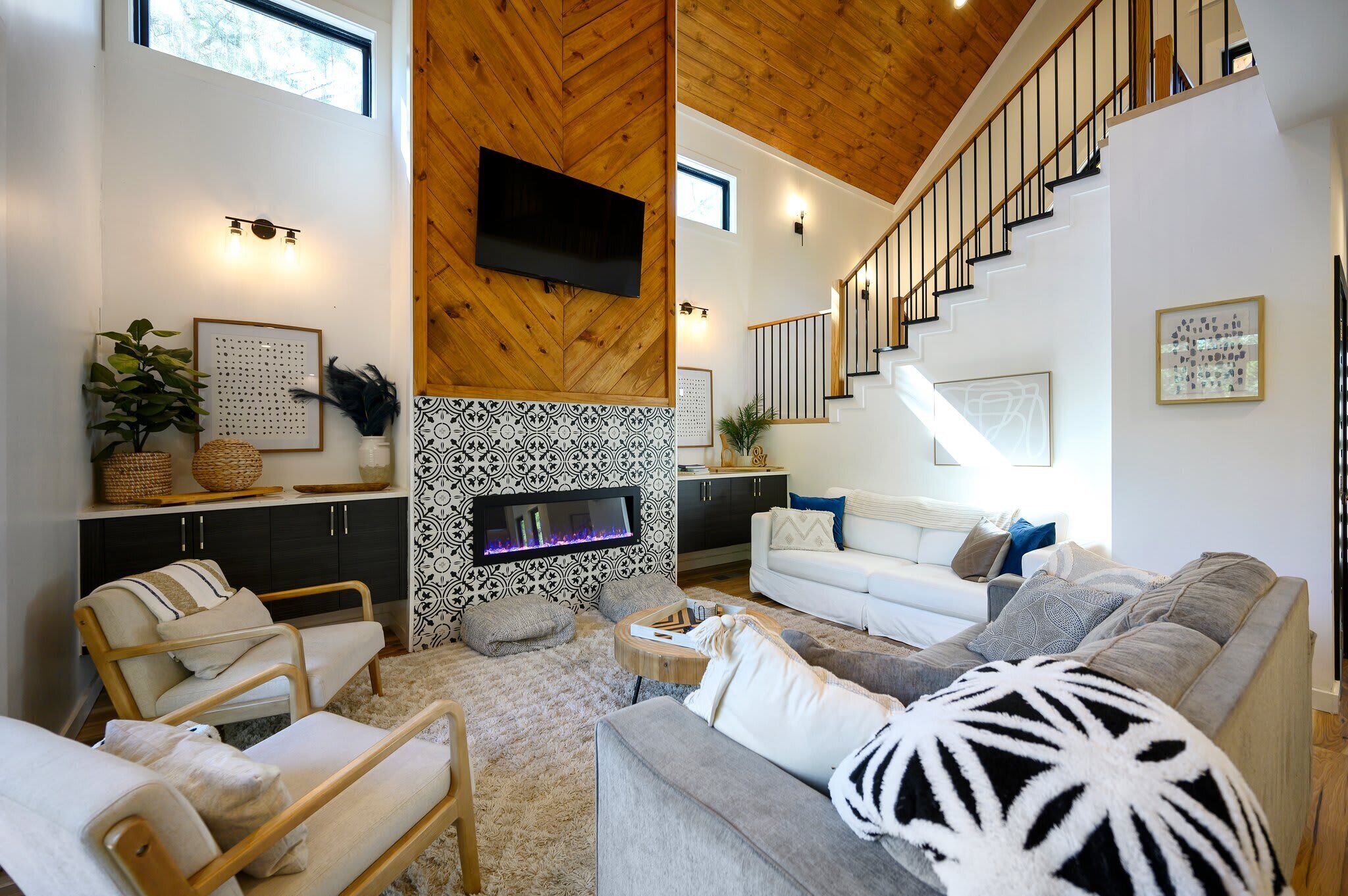 Cabin, Multiple Beds, Hot Tub, Garden View (Sugar Bear Den) | Living area | 42-inch flat-screen TV with digital channels, fireplace
