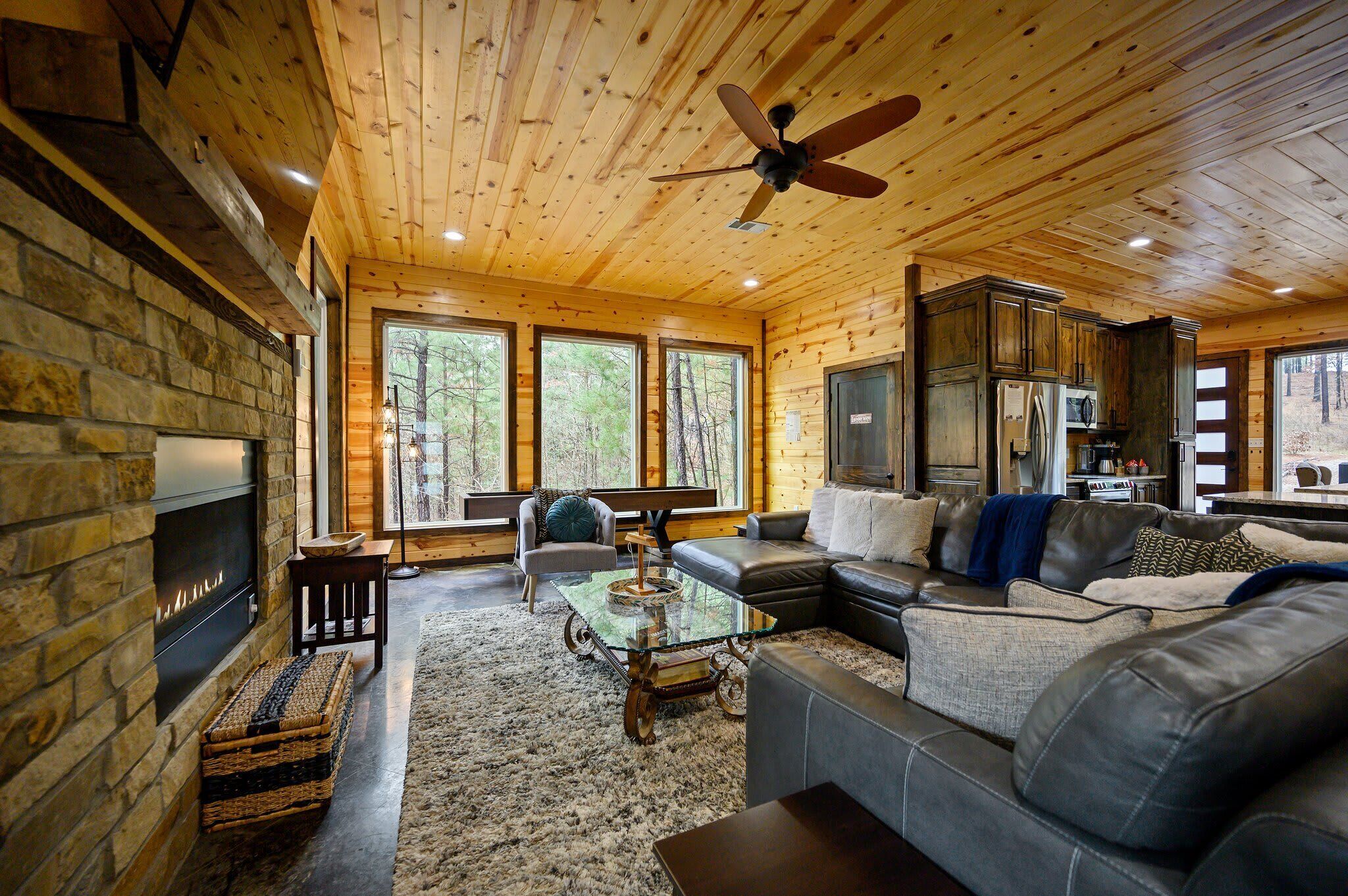Cabin, Multiple Beds, Hot Tub, Mountain View (Moonshine Times) | Living area | 42-inch flat-screen TV with digital channels, fireplace