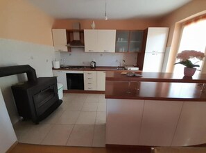 Fridge, oven, stovetop
