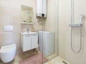 Ducha, secador de pelo, toallas