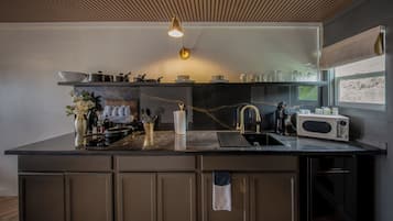Premium Suite, Lake View | Private kitchen | Microwave, stovetop, coffee/tea maker, cookware/dishes/utensils