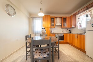 Fridge, oven, stovetop, electric kettle