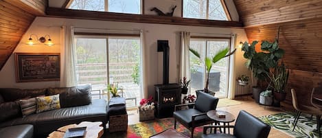Smart TV, fireplace, stereo