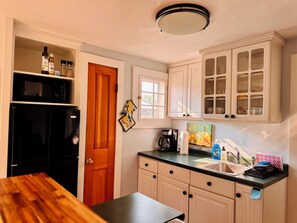 Microwave, oven, stovetop, electric kettle